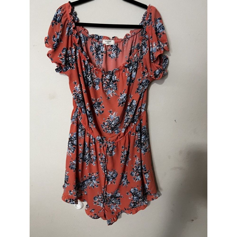 NO COMMENT PLUS NY LA JERSEY STYLE JUMPSUIT Orange Floral WOMEN'S SIZE‎ 3X